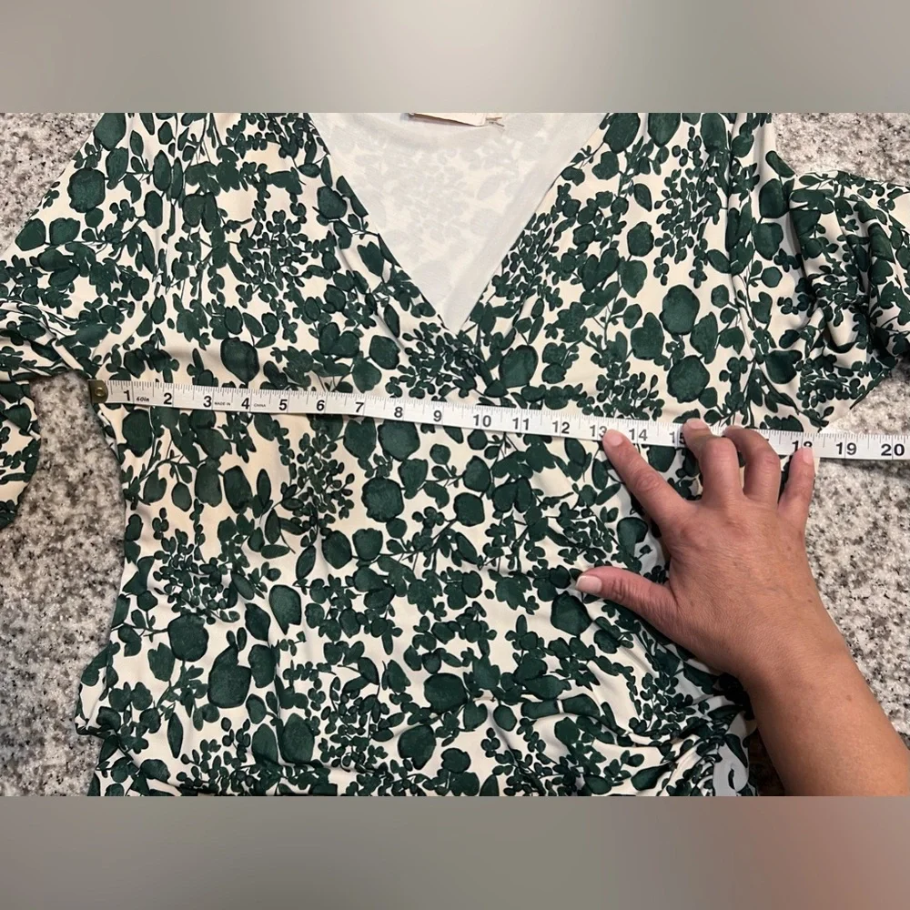 Tory Burch Green And Cream Floral Michelle Dress Size X-Large